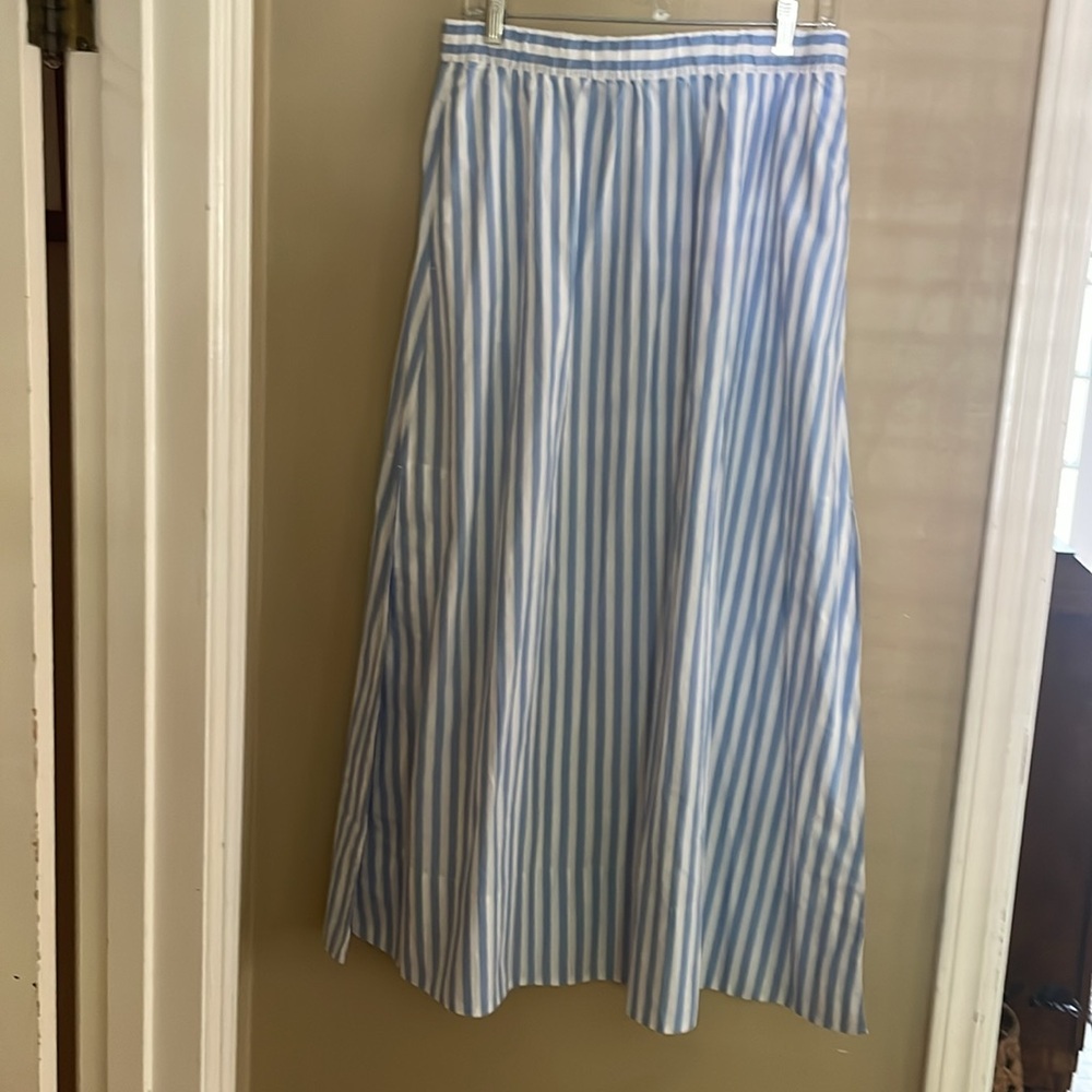NWT side split cotton JCrew summer pinstriped maxi skirt